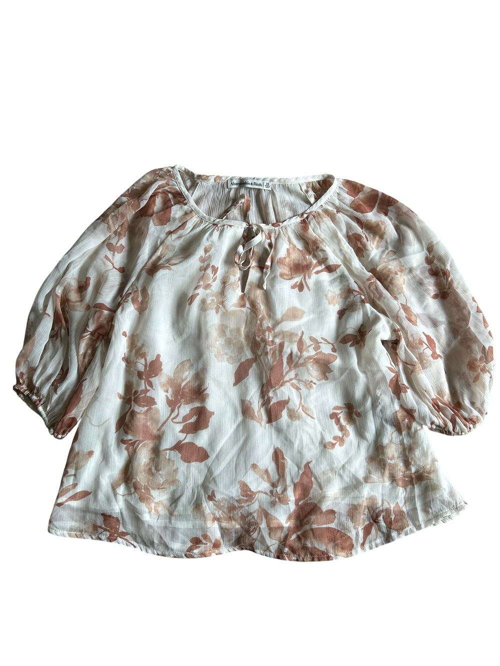 Abercrombie & Fitch White Blush Floral Peasant Blouse
